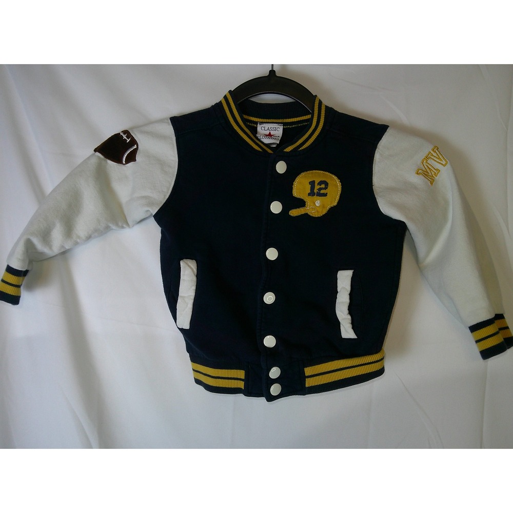 Kids Classic Star Clothing‎ Navy Blue Football Varsity Jacket Size 4T